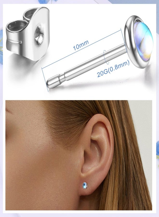 SAILIMUE 14 Pairs Hypoallergenic Surgical Steel Stud Earrings for Women Men Tiny CZ Opal Moonstone Turquoise Earrings Studs Set Piercing Jewelry - Image 5